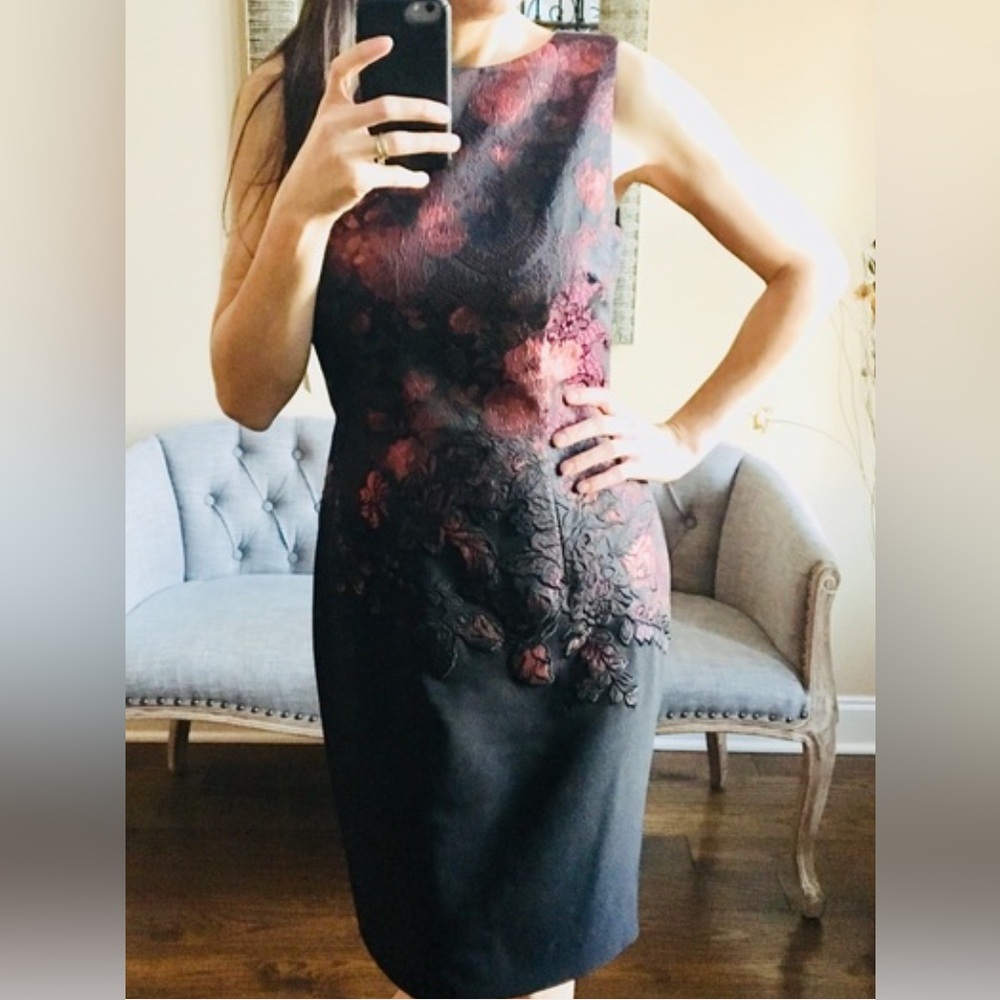 Chic Black and Red Floral Lace Mini Dress